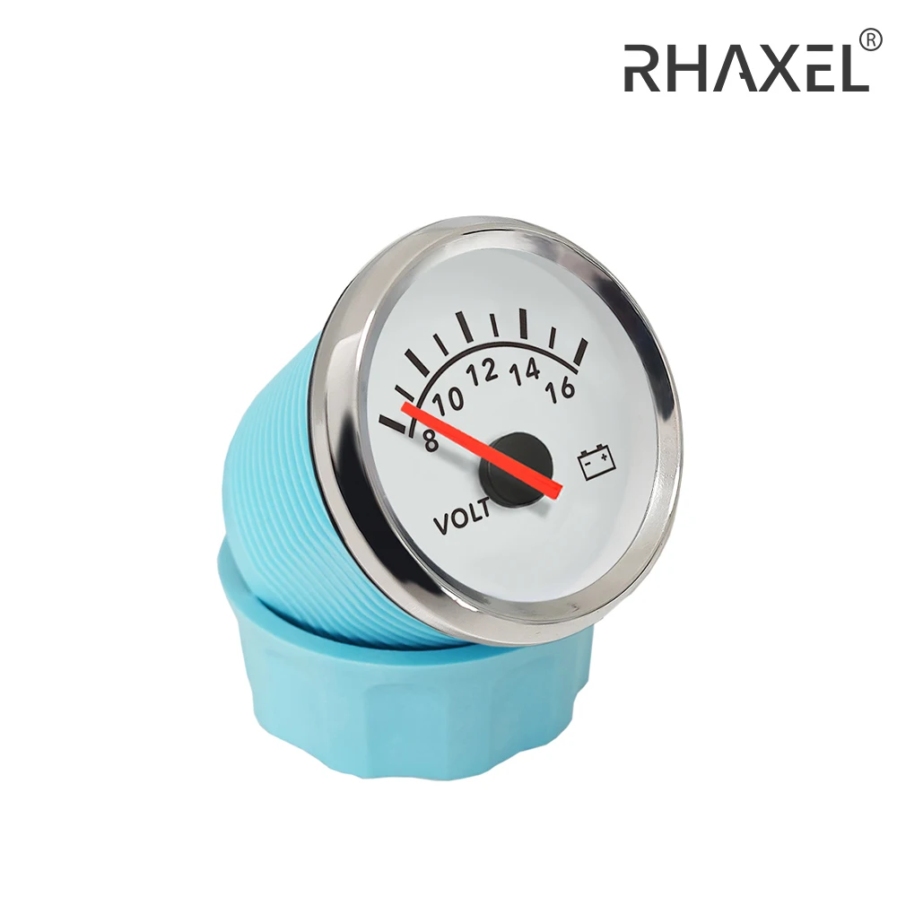 RHAXEL водонепроницаемый 52 мм вольтметр 8-32 В с красной подсветкой для авто, мотоциклов, грузовиков, универсальный