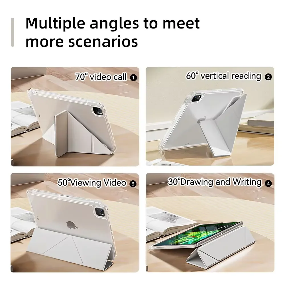 Фото Для iPad Pro 5/6-го поколения 11 дюймов M3/M4/9,7 дюйма 2020-2025, Air 1/2, Mini 6/7, 10/11-го поколения 2022-2025 — ультратонкий складной мягкий чехол 3-в-1 №5