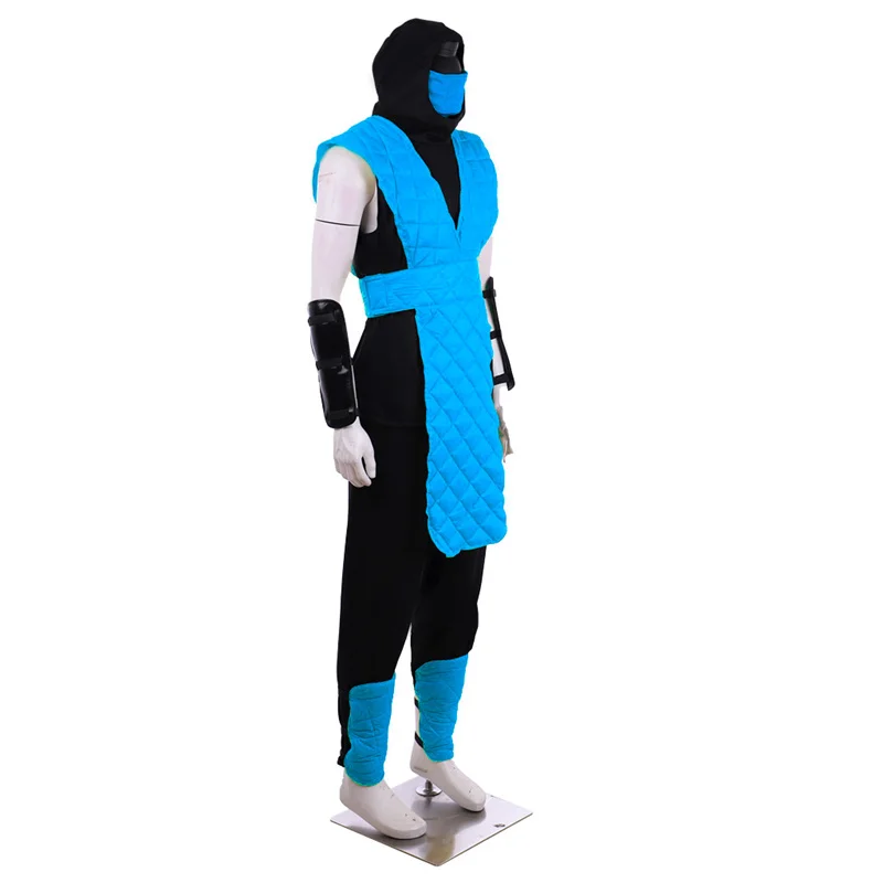 Фото Костюм скорпиона из игры «Mortal Kombat X» для косплея Sub-Zero, желто-голубой боевой костюм для мужчин, полный костюм для взрослых, для Хэллоуина, карнавала №3