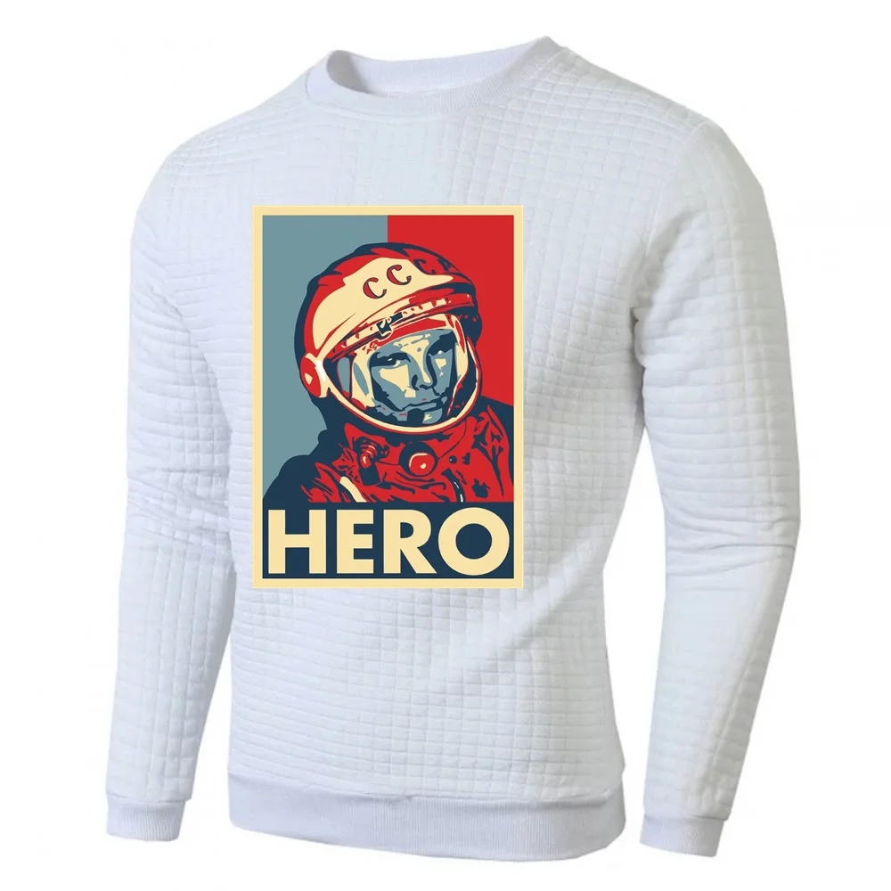 Фото Винтажные мужские толстовки, русский CCCP HERO Юрий Gagarin, советский спортивный костюм Cosmonau, пуловер, топы, весенне-осенняя футболка с длинным рукавом №4