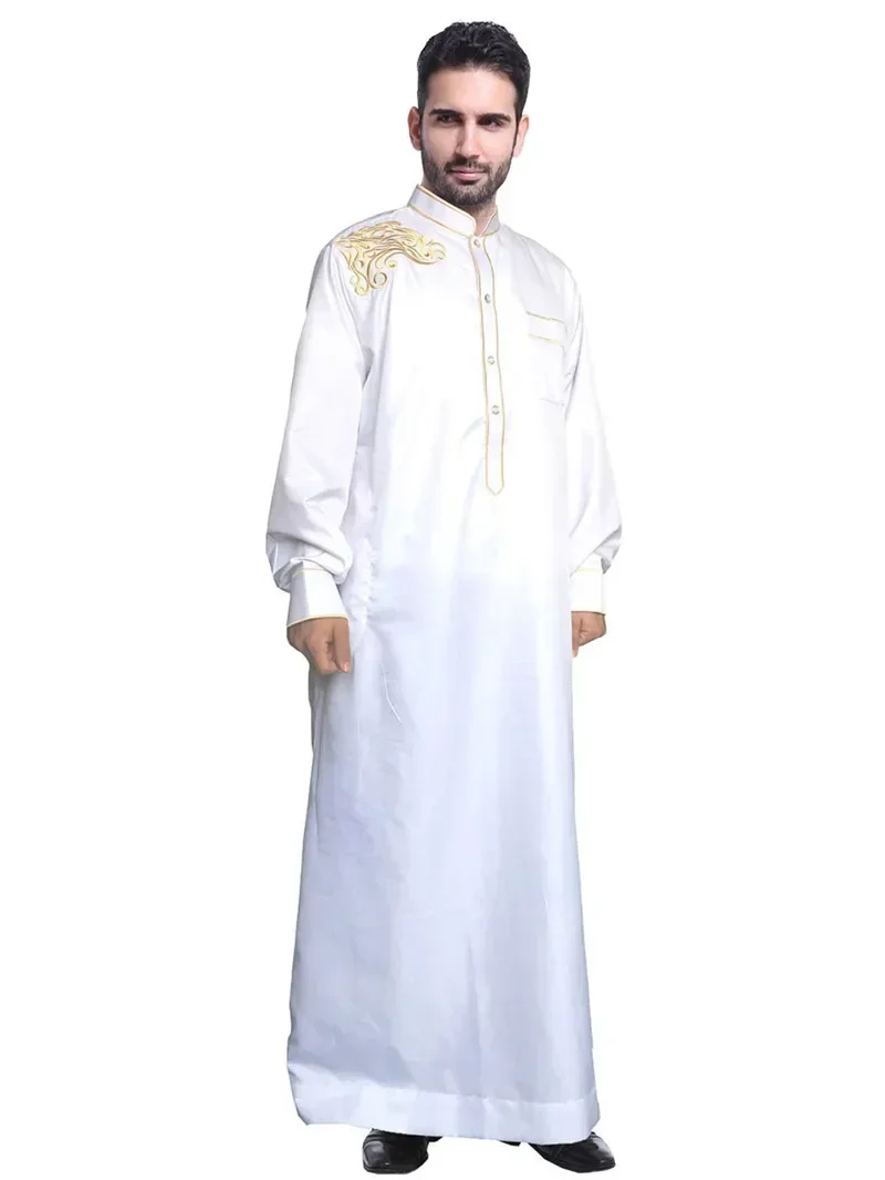 Фото Новая мусульманская одежда Jubba Thobe Исламская одежда Рамадан Мужская Абая Thawb Длинный халат Саудовская одежда Мусульманский кафтан Jubah Дубай Арабское платье №3