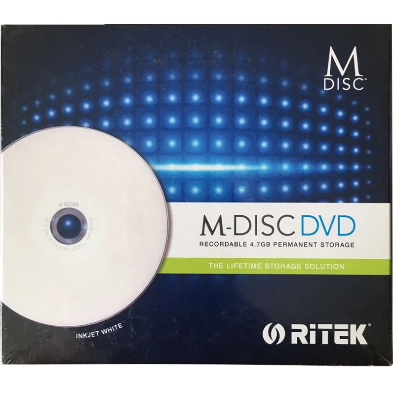 Фото 6 шт., M-диск Ritek MDisc, DVD R, 4,7 ГБ, бессрочный архив, Injet, печатный, 4X, записываемый, постоянное хранилище №1