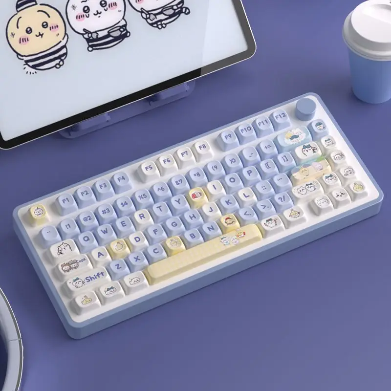 Фото Kawaii Chiikawa аниме хобби Hachiware Usagi мультяшная тема клавиатура колпачок с перекрестным валом сменная крышка клавиатуры подарок на день рождения №2