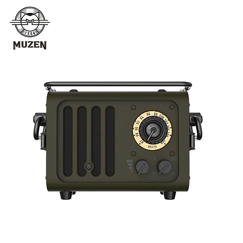 MUZEN портативный металлический Bluetooth-динамик радио WD101GN Ретро Дикий джип стиль FM-радио для улицы креативный подарок
