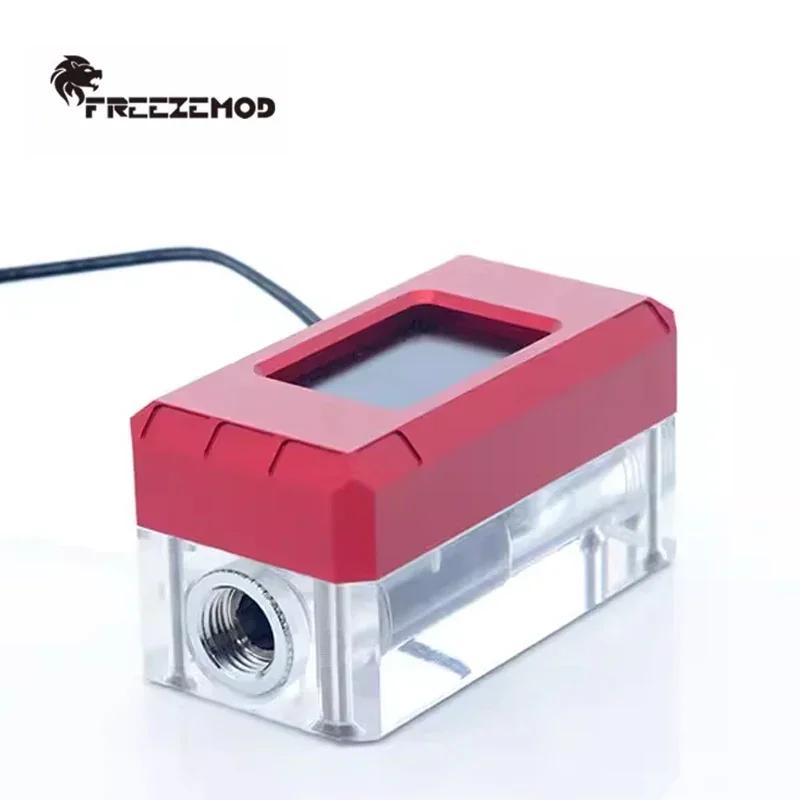 Фото FREEZEMOD Компьютерный интеллектуальный расходомер воды/термометр, скорость оборотов в минуту/температура, ЖК-дисплей 3 в 1, алюминий + акрил LSJ-ZN №5