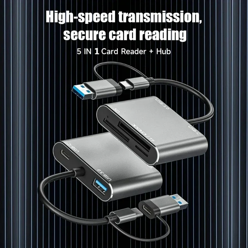 USB 3,0 устройство для чтения карт памяти, 5 в 1, USB для TF SD XQD, адаптер для iPhone 15 Pro/Max MacBook Pro/Air