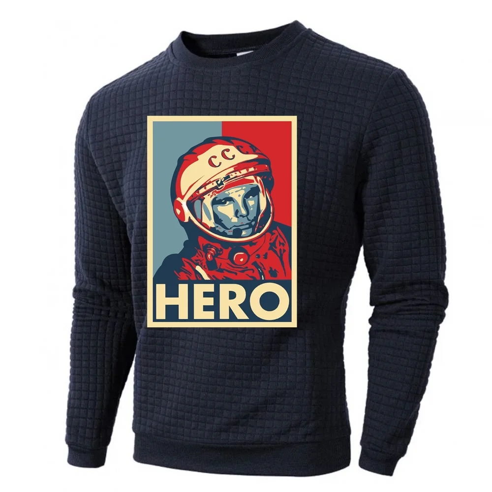 Фото Винтажные мужские толстовки, русский CCCP HERO Юрий Gagarin, советский спортивный костюм Cosmonau, пуловер, топы, весенне-осенняя футболка с длинным рукавом №5