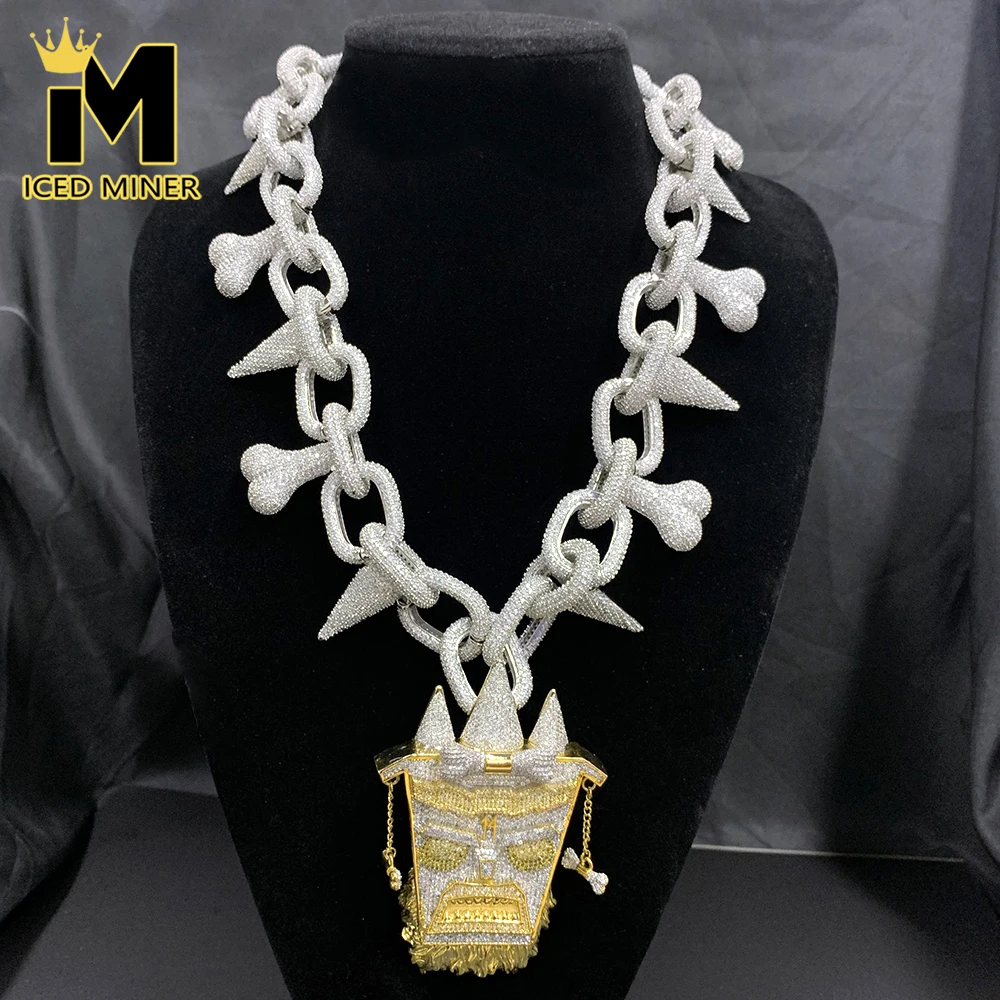 Фото Icedminer 45 мм Super Big Bone Ghost Iced Out ожерелья для мужчин с блестящими цепочками ZIRCON рэпер гот хип-хоп ювелирные изделия Бесплатная доставка №2