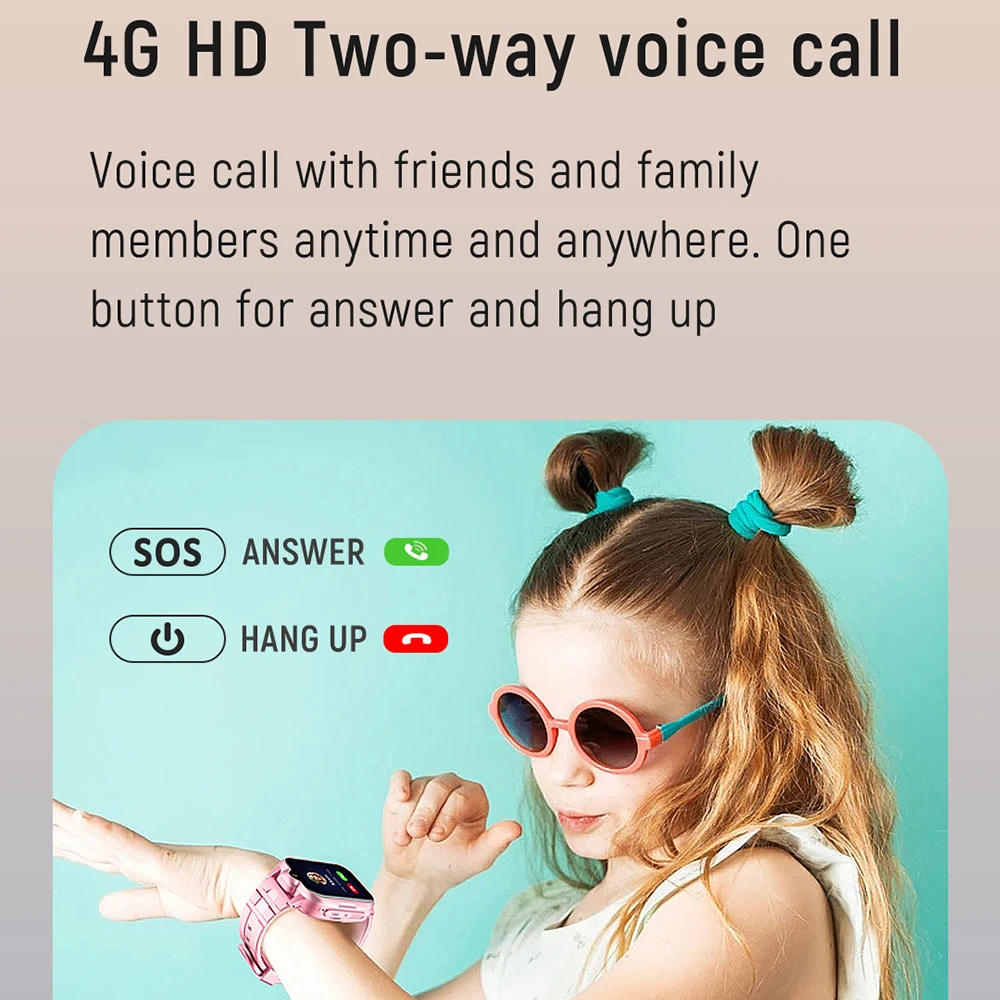 Новинка 2025 года, 4G, детские 1,69-дюймовые умные часы, GPS-трекер, SOS HD, видеовызов, сенсорный экран, умные часы, водонепроницаемые детские часы с подсветкой звонка (art.: 3920ccd5ad6e1) - 3920ccd5ad6e1