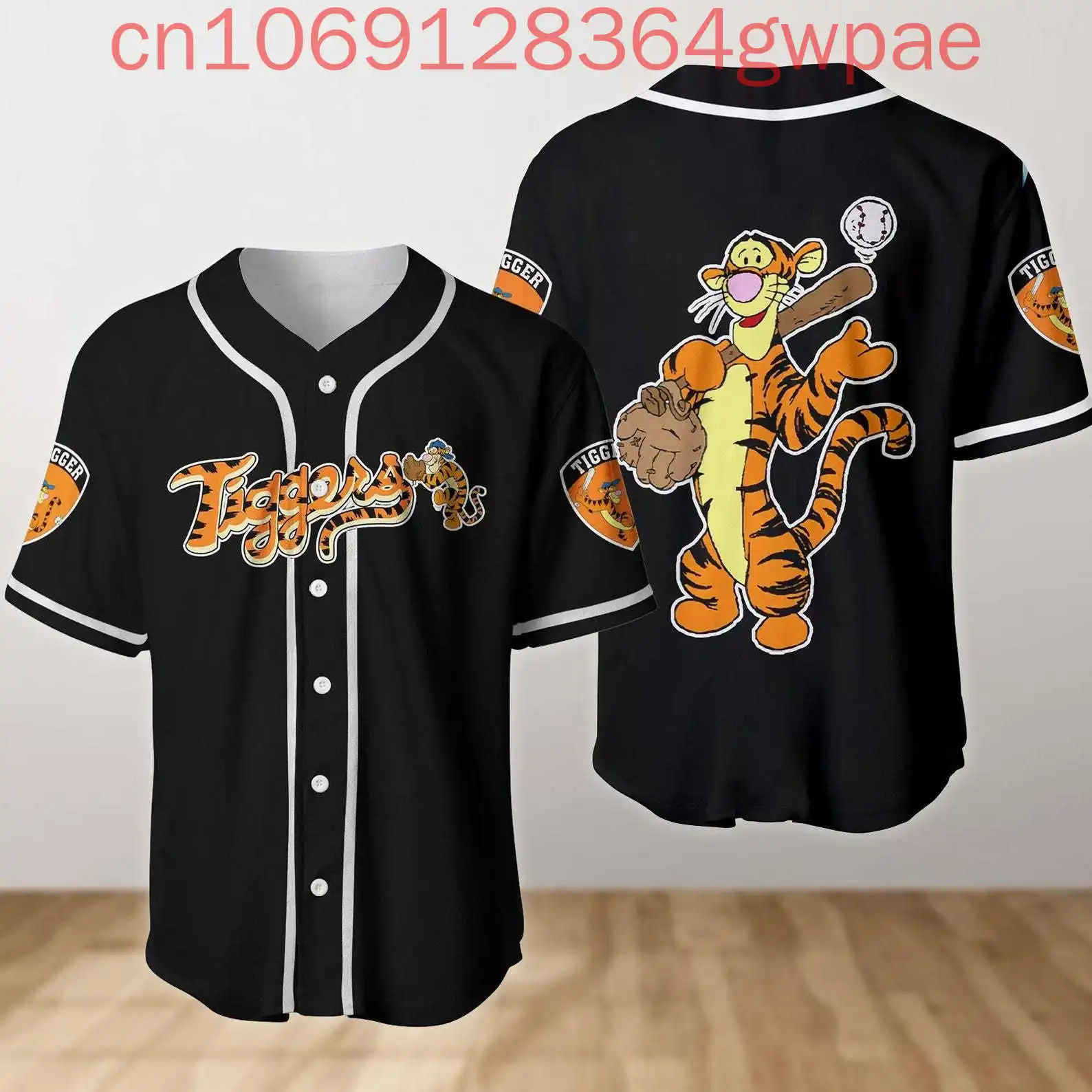 Фото Бейсбольные майки Disney Winnie the Pooh Tigger, мужская и женская рубашка, летняя повседневная детская бейсбольная рубашка с короткими рукавами №2