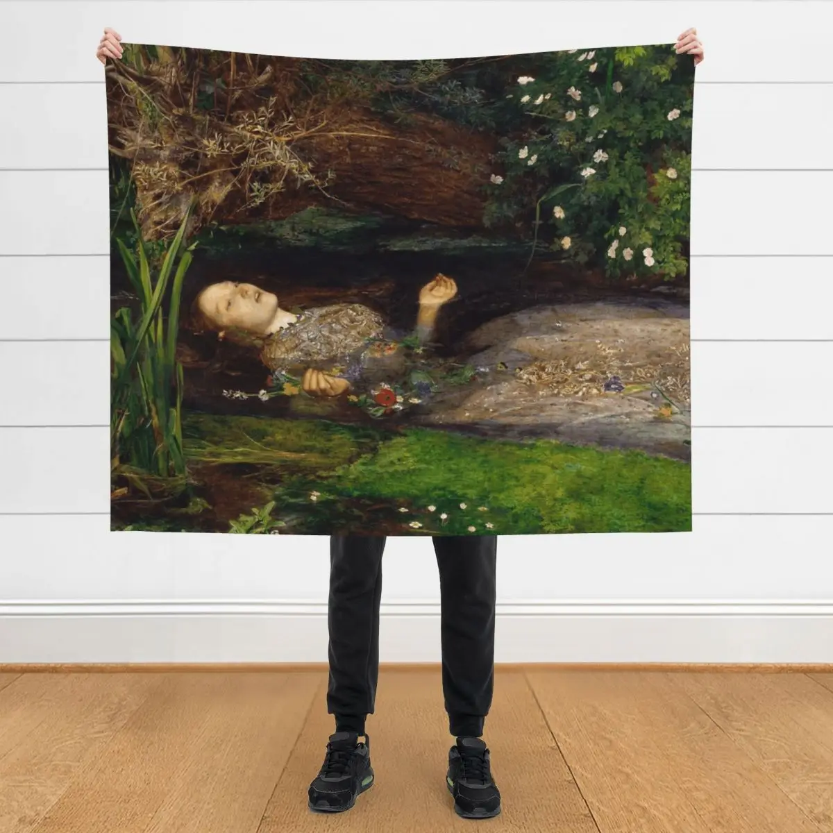 Одеяло Ophelia от John Everett Millais (1851) Свободное одинарное гигантское одеяло для волос на диване