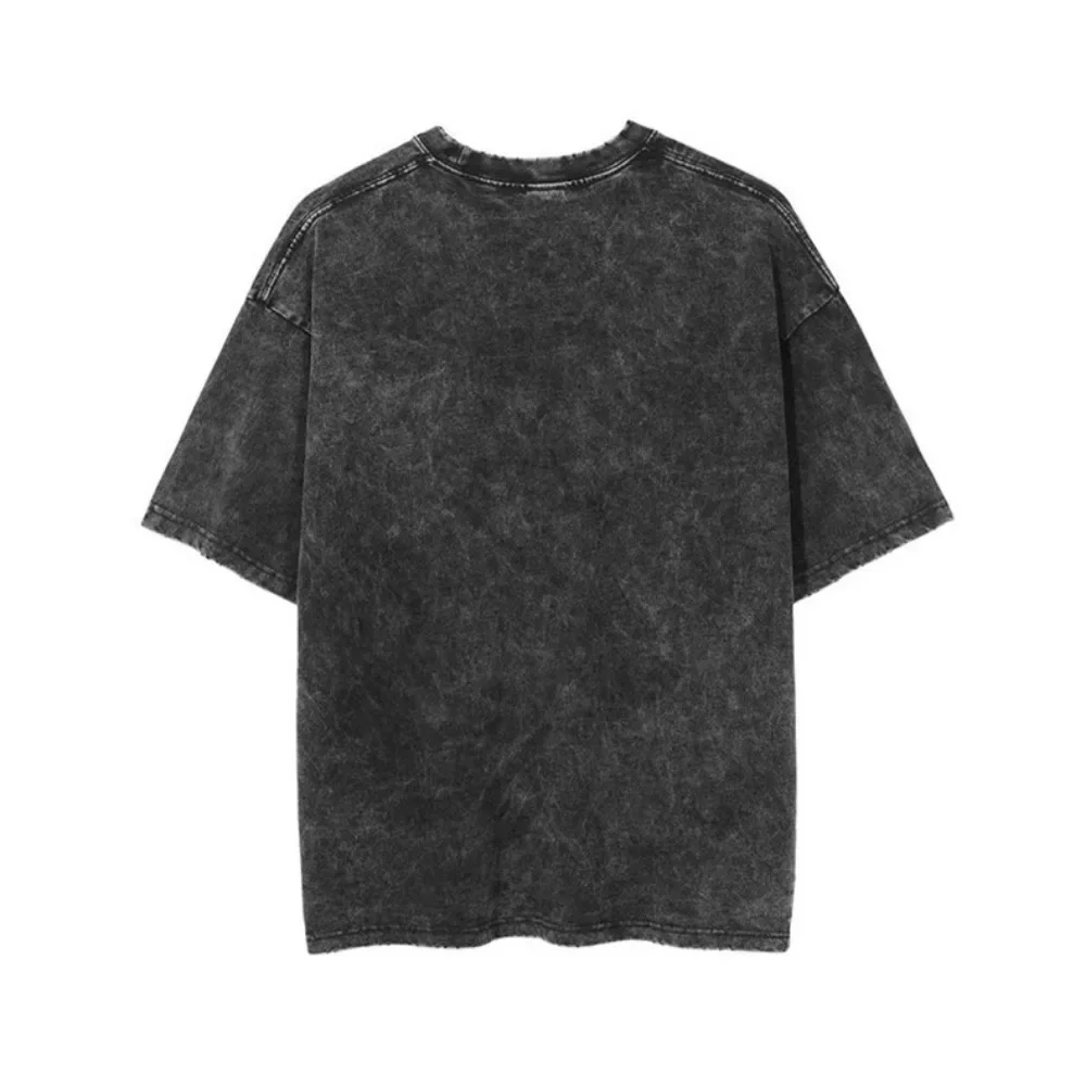 Фото 2024Washed and Weorn High Street Хлопковые мужские футболки с короткими рукавами American Street Мужские летние европейско-американские Ins China-Chic №4