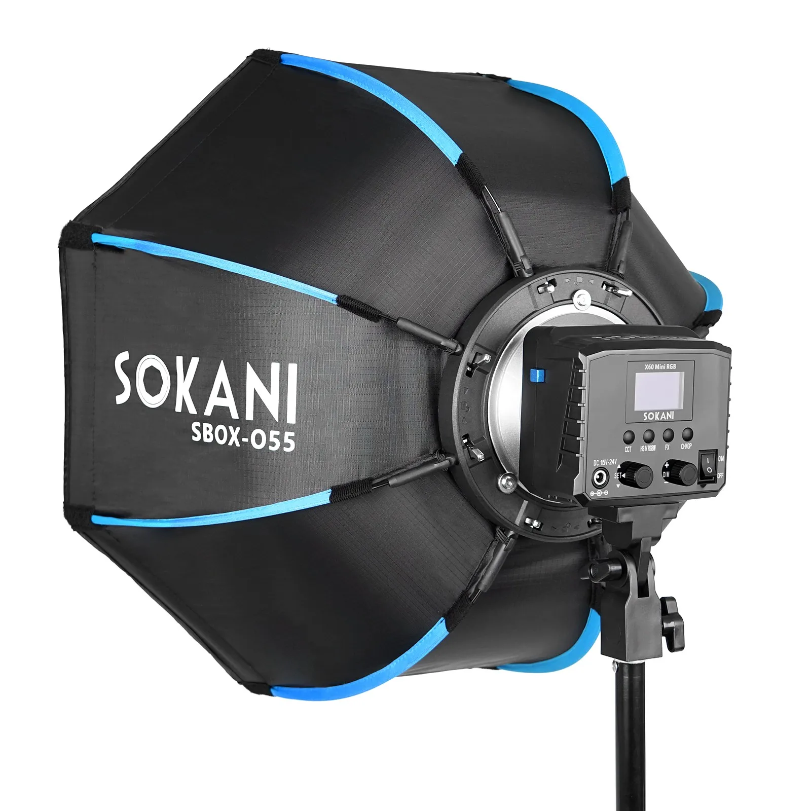 Фото Sokani SBOX-O55 55 см Octagon soфтbox Bowens Mount для Aputure 60X 200X Sokani X100 X60 Mini COLBOR CL60 Godox светодиодный Video №2