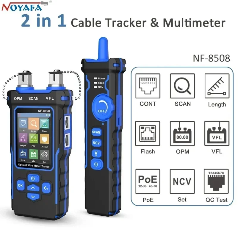 Фото NOYAFA NF-8508 Тестер сетевого кабеля Измеритель оптической мощности с ЖК-дисплеем Сканер локального кабеля Инструмент для измерения схемы разводки №3