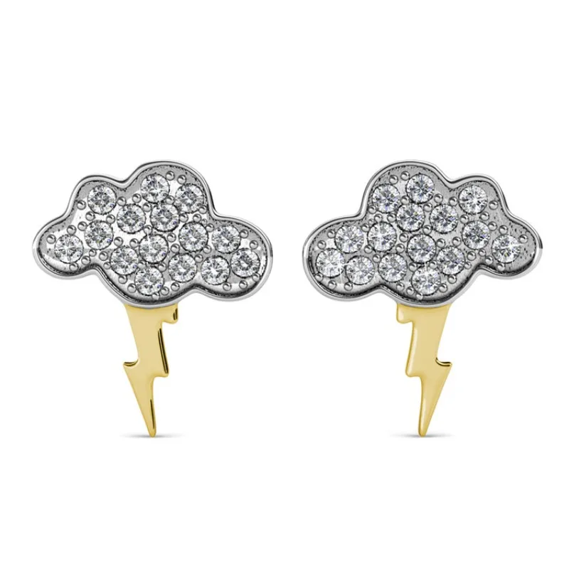 Daisini Серьги-гвоздики с облаком и молнией, украшенные кристаллами Сваровски для женщин и мужчин, ювелирные изделия для пирсинга ушей, подарки