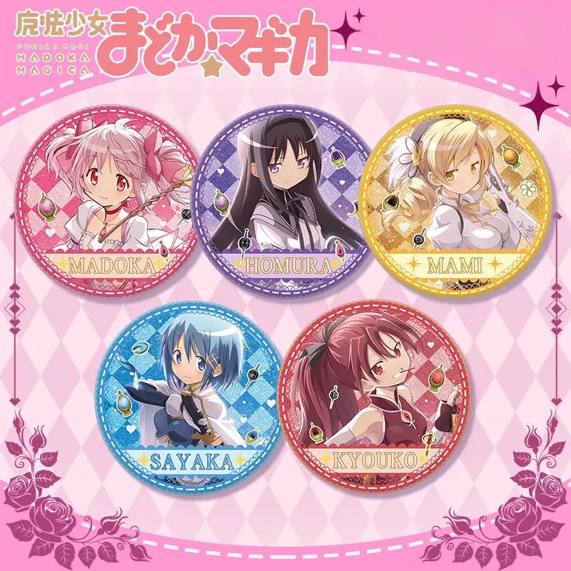Puella Magi Madoka Magica-58 мм, значки серии персонажей с двойной вспышкой, коллекция периферийных устройств аниме