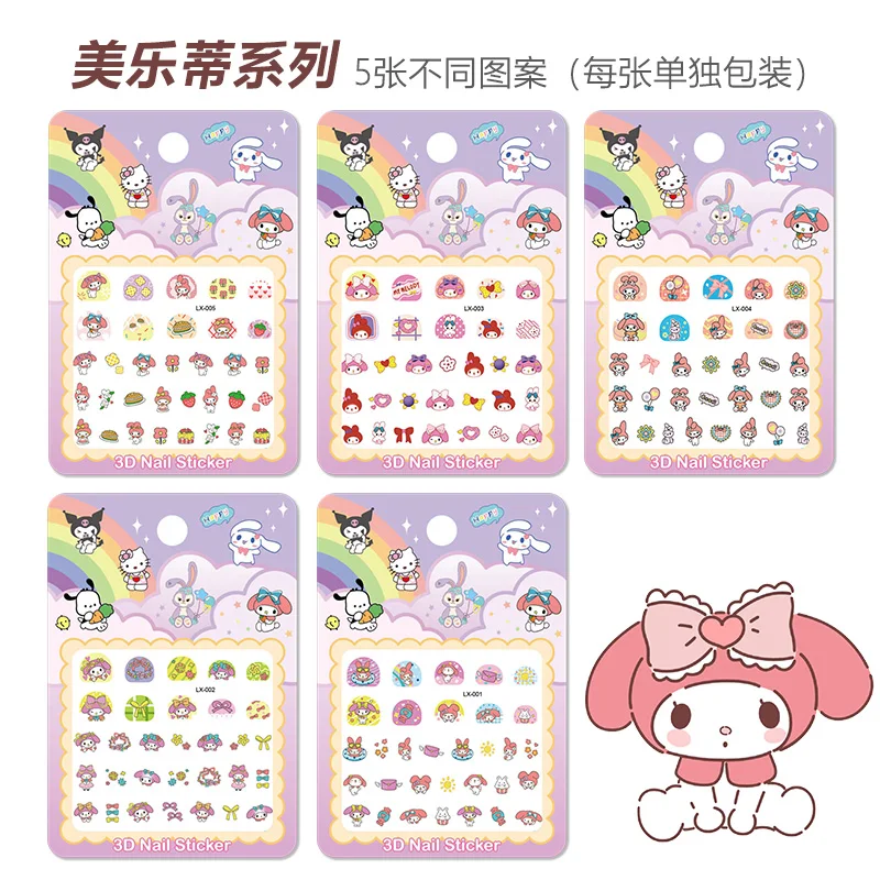 5 шт.компл. детские светящиеся наклейки для ногтей Sanrio 3D Hello Kitty Kuromi & My Melody серебристые наклейки для дизайна ногтей Kawaii маникюр патч (art.: 3920cbb9c18f5) - 3920cbb9c18f5