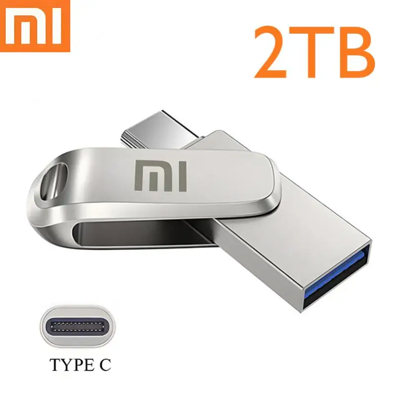 USB-флеш-накопитель Xiaomi 2 ТБ, 1 ТБ, 512 ГБ, USB 3,1 OTG, высокоскоростная Флешка 2 в 1, металлическая Водонепроницаемая Портативная USB-карта для компьютера
