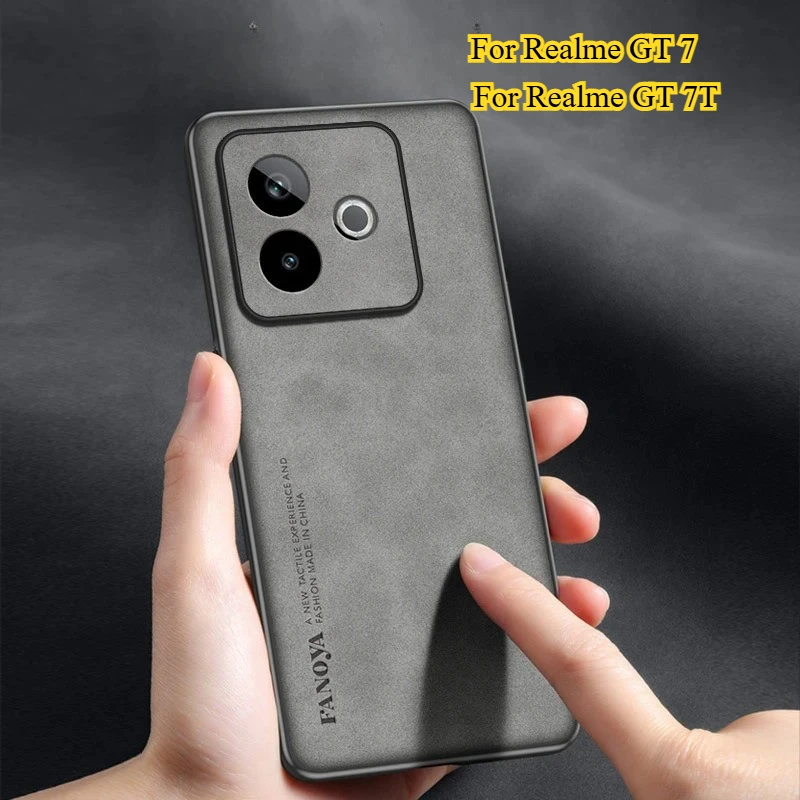 Роскошный кожаный чехол для Realme GT 7 T для Realme GT7 7T GT7T, защитный противоударный матовый силиконовый бампер, чехол Fundas