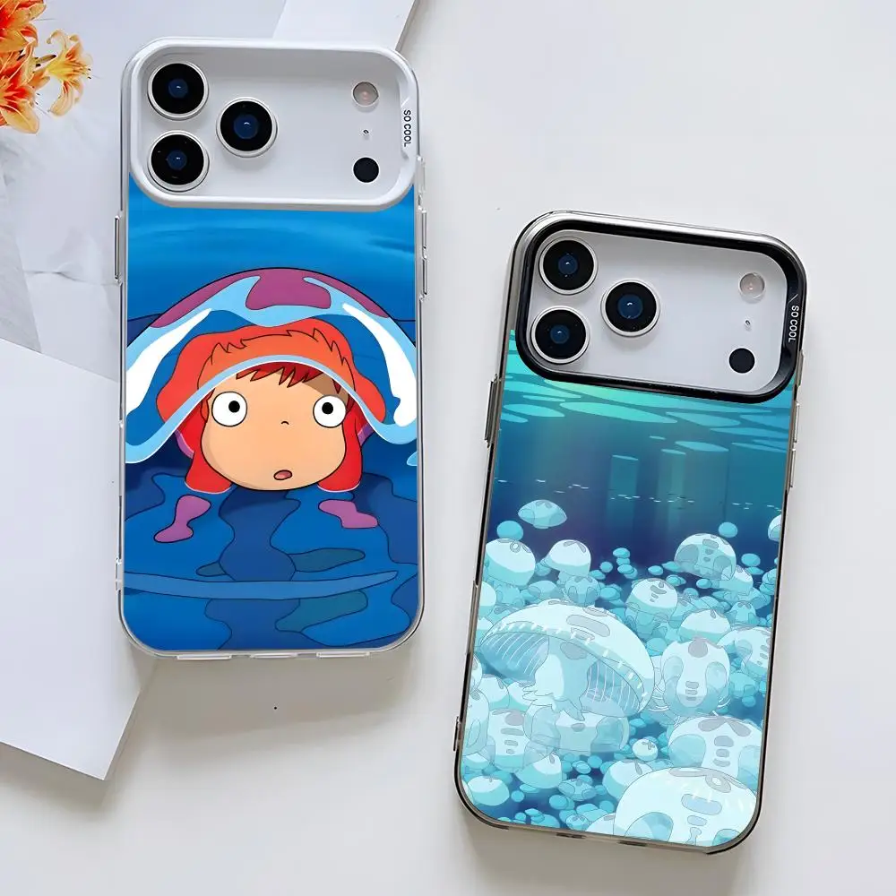 P-Ponyo-on The Cliff By-the-Sea Чехол для телефона IPhone17 Air 16 15 14 Plus 13 12 11 Pro 7 8 XS Max XR Серебристый Черный Чехол-бампер
