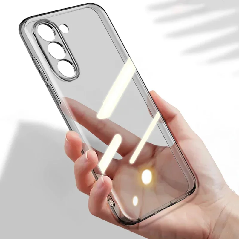 Роскошный ультратонкий мягкий чехол для Samsung Galaxy S25 ULTRA S24 FE S23 S22 S20 S21 Plus Note 20U, прозрачная черная прозрачная задняя крышка Чехлы и чехлы для мобильных телефонов