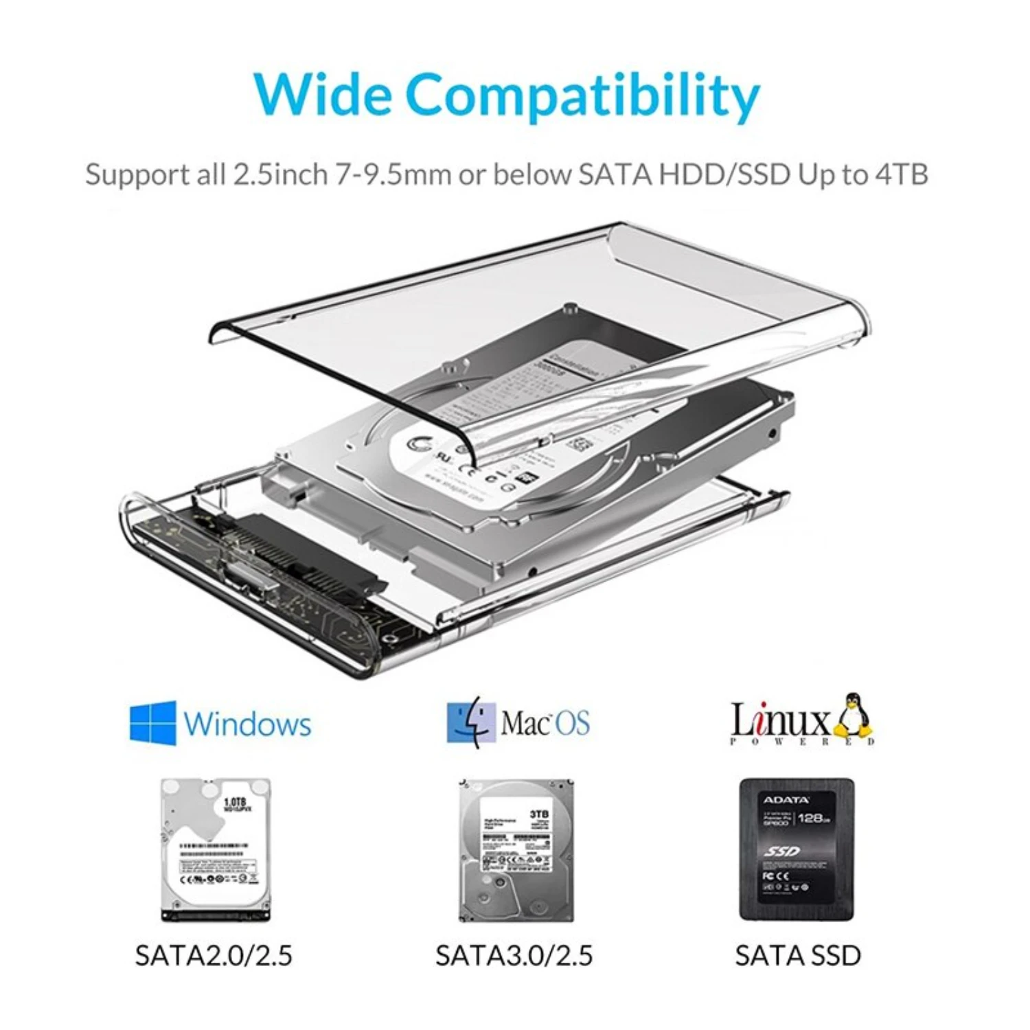 Фото Коробки для жесткого диска USB 3.0 — SATA III Корпус для жесткого диска 2,5-дюймовый корпус HDD SSD Внешний корпус Коробка для жесткого диска Внешний корпус для жесткого диска №2