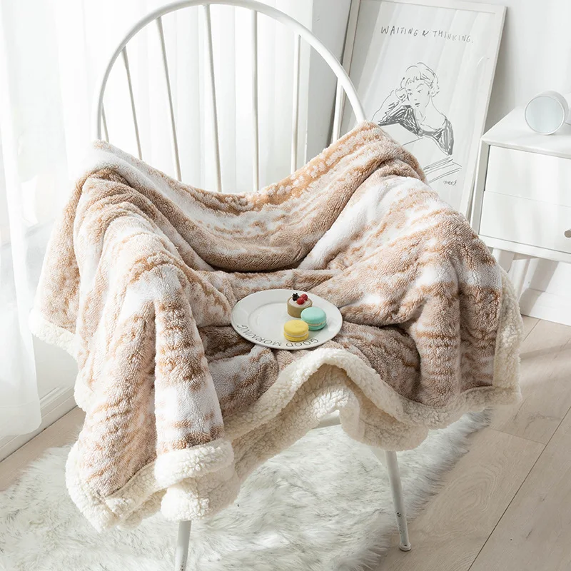 Double Layer Lamb Wool Blanket For Winter Thick Soft Bedspread Warm Plaids For Beds Single Thow Blankets/Plaids
