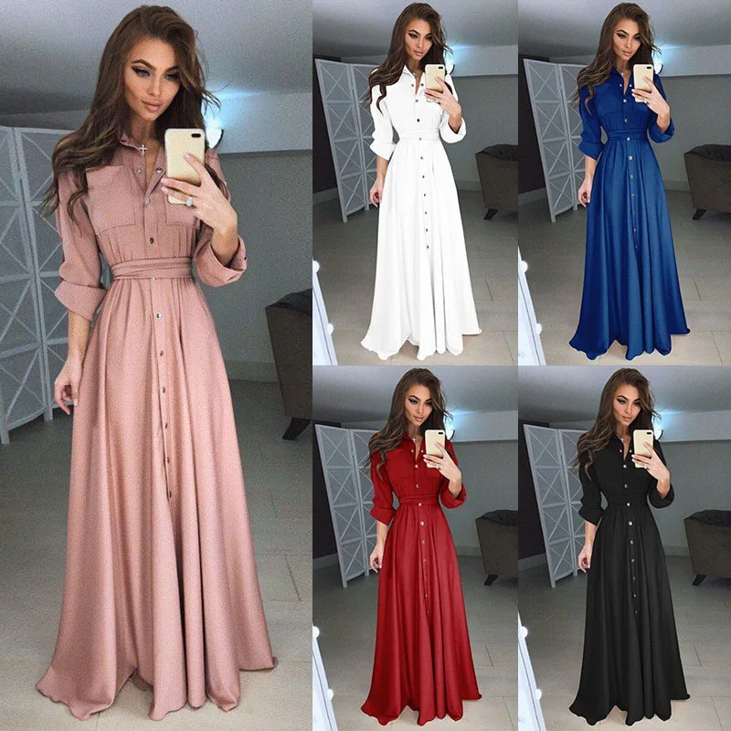 Фото Новые женские элегантные платья, платье на пуговицах, Roupa Ropa Mujer, Vestidos Para Festas Lange Kleider, вечерние платья, Vestido Blanco №3