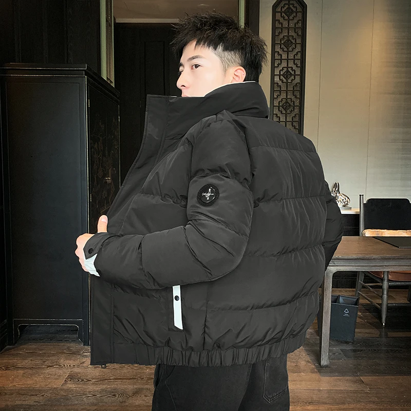 Фото Casacos De Inverno Masculino модная повседневная ветрозащитная хлопковая куртка утолщенная теплая молния с воротником-стойкой Roupas Masculinas №5