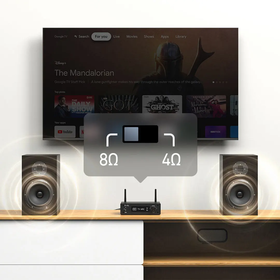 Arylic H50 Airplay2 Беспроводной стерео Hi-Fi стереоусилитель 50 Втx2 ES9023P Sabre DAC QCC3040 Bluetooth 5.2 aptX HD работает с Alexa (art.: 3920ca2de021d) - 3920ca2de021d