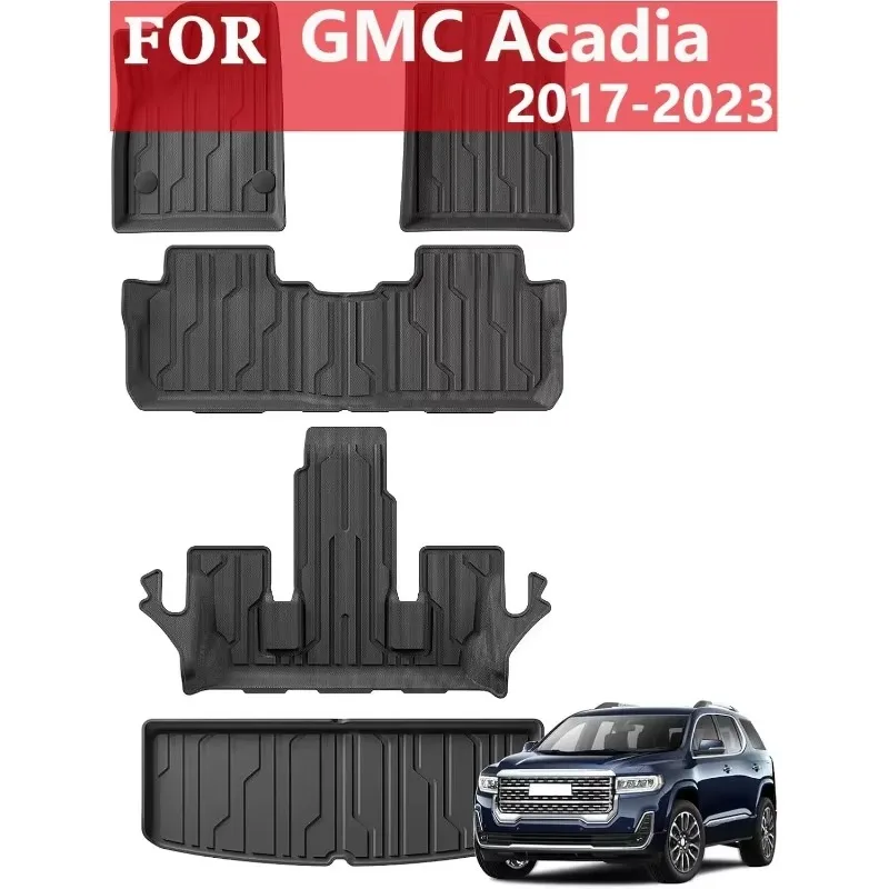 Коврики для багажника на 2017-2023 годы GMC Acadia 6-местные всепогодные напольные вкладыши из ТПЭ Коврик в багажник Автомобильные аксессуары Интерьер Черный