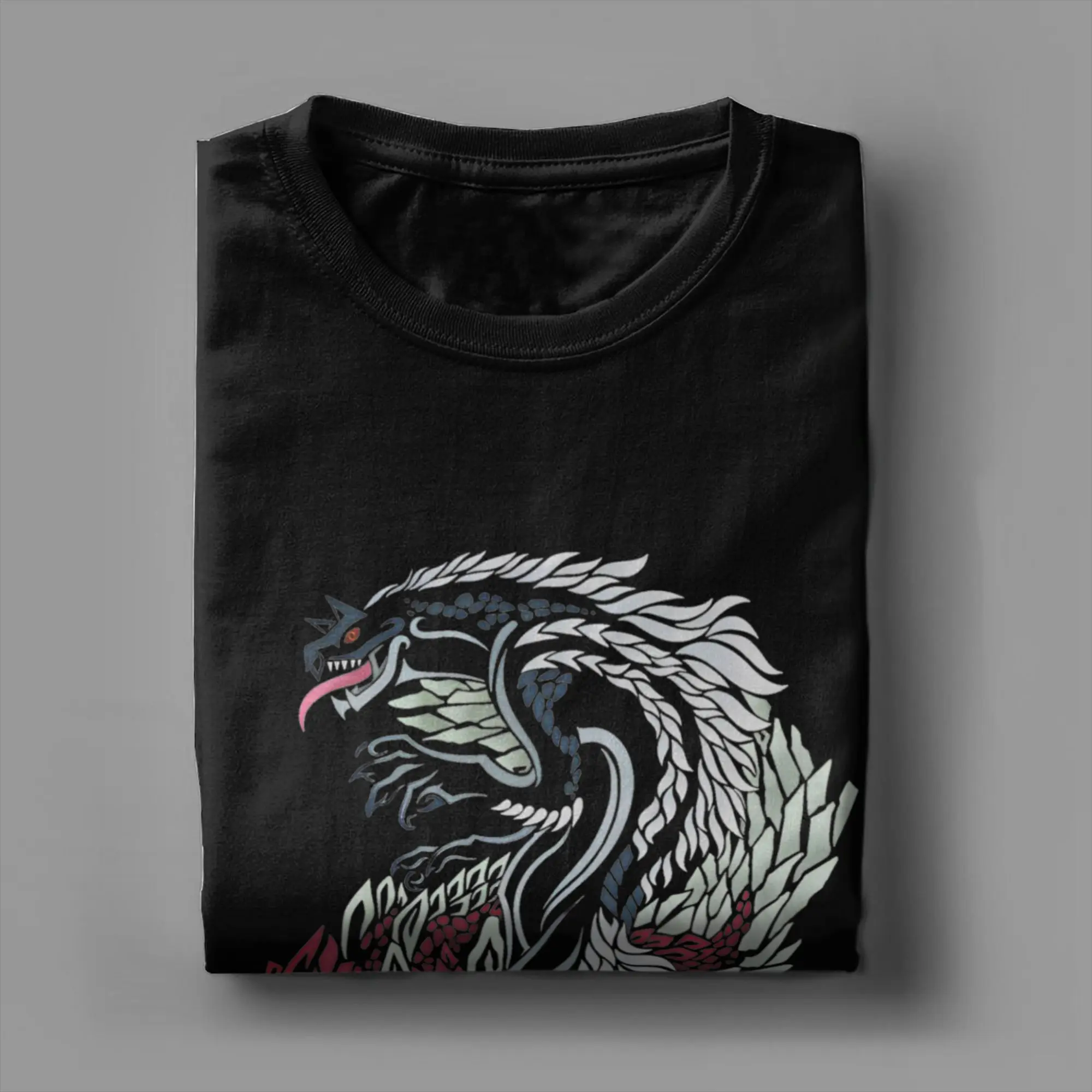 Фото Мужская и женская футболка с графическим принтом Monster Hunter Tobi Кадачи и Odogaron, футболки из чистого хлопка, одежда №3