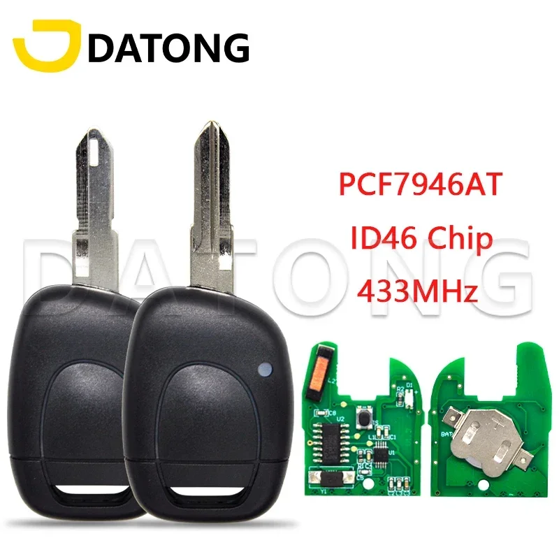 Datong World 10 шт./лот Автомобильный ключ для Renault Master Kangoo Clio корпус 1 Кнопка ID46 433 МГц Автоматический умный пульт дистанционного управления без надписей