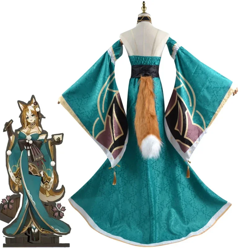 Фото Gorou Geo Bow Ivitation Miss Hina Косплей Genshin Impact Костюм Хэллоуин Вечернее Платье Косплей Женское Кимоно Игровая Одежда №4