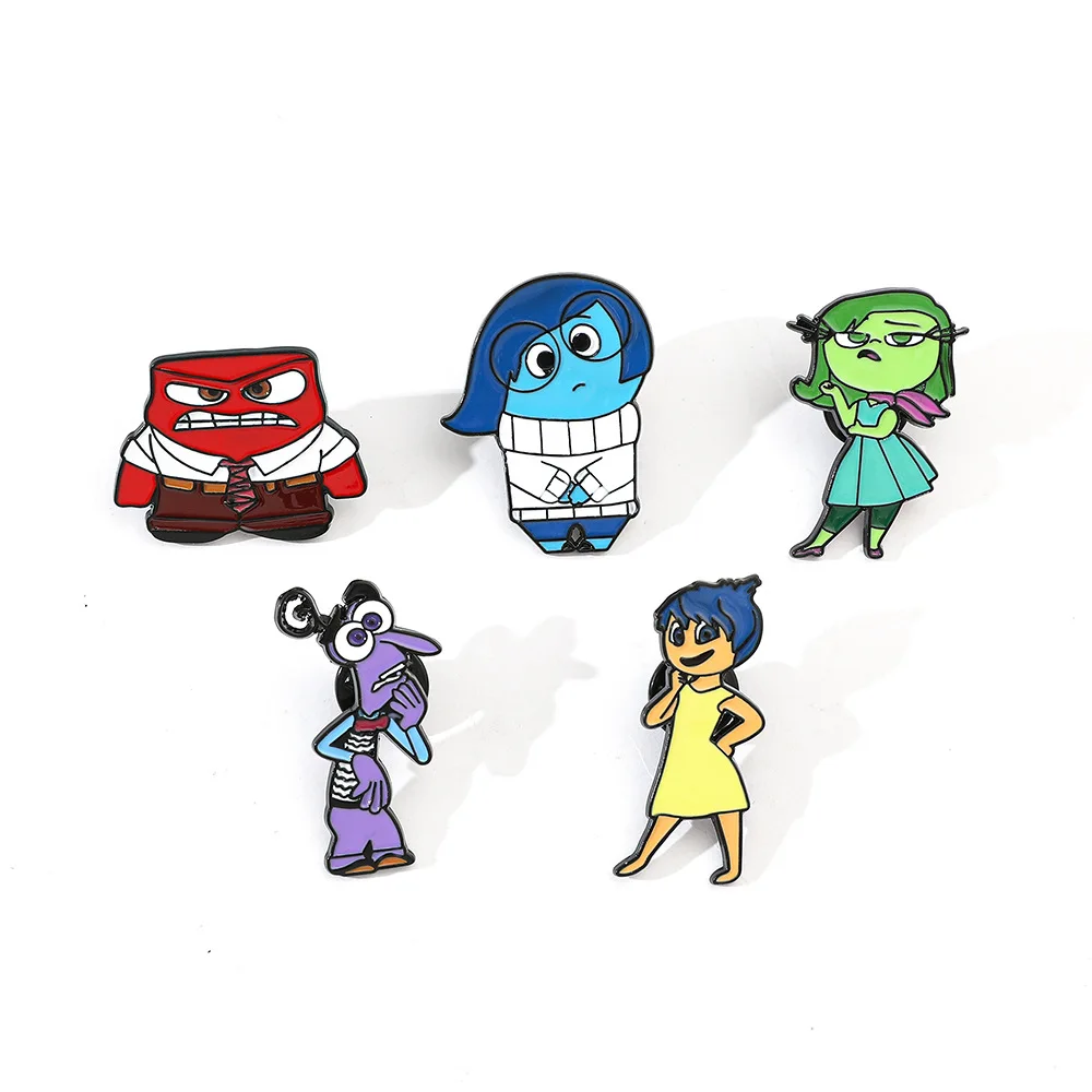 Эмалированная брошь из фильма Диснея Inside Out 2, металлическая брошь Kawaii Joy Sadness Anger, металлическая брошь для одежды, булавки для лацканов, аксессуары