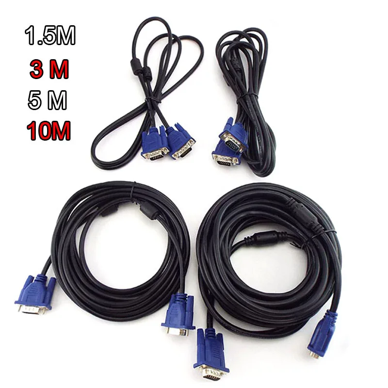 Металлический кабель VGA, 1,5 м, 3 м, 5 м, 10 м
