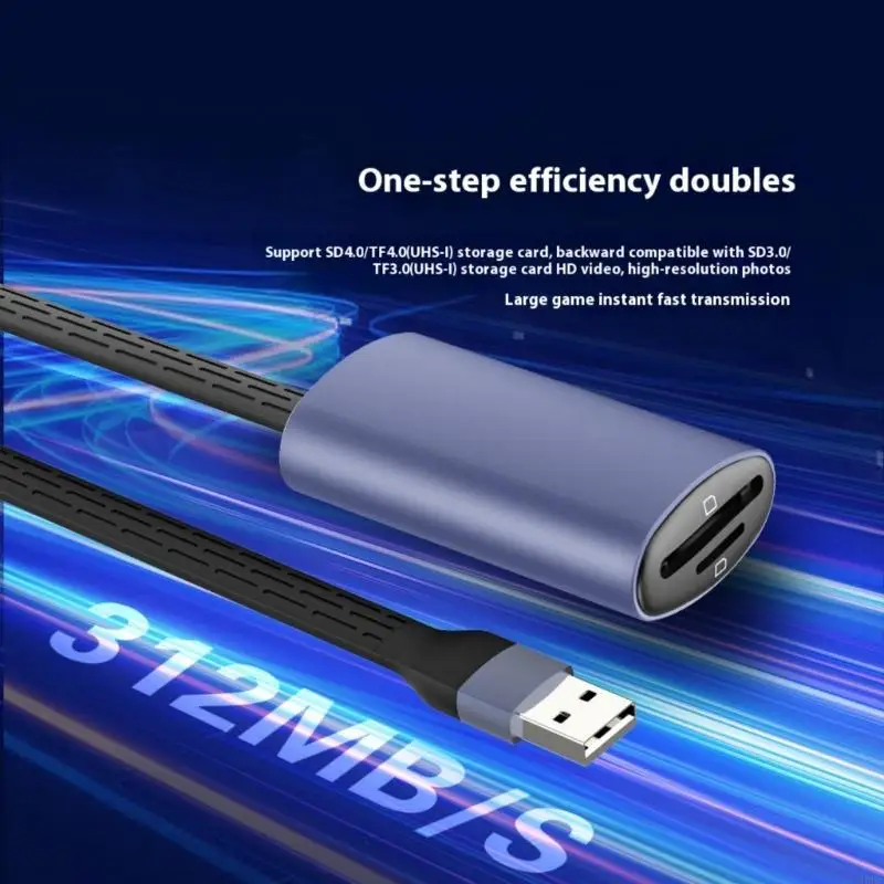 Фото 896F Высокие выступления TF Двух игровых карт чтения USB Тип C 312 МБ/с. Переносная портативная сборка передачи данных №4