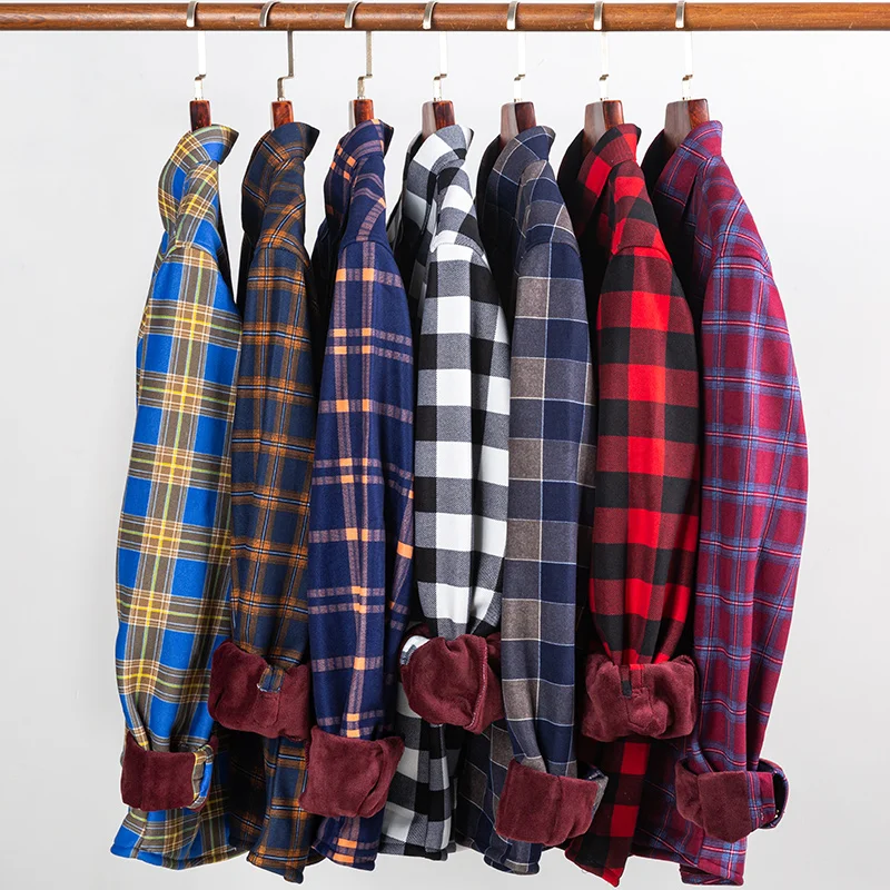 Фото мужская одежда с длинным рукавом kemeja Tervja Korea Style мужские рубашки уличная новая зимняя теплая рубашка для мужчин с бархатом и утолщением №4