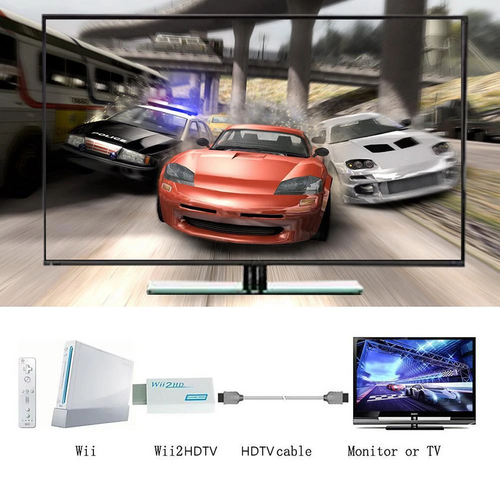 Фото Адаптер конвертера Wii в HDMI 1080P Full HD 3,5 мм аудиовыход для монитора HDTV Поддержка ПК 720P Wii2HDMI-совместимый №5