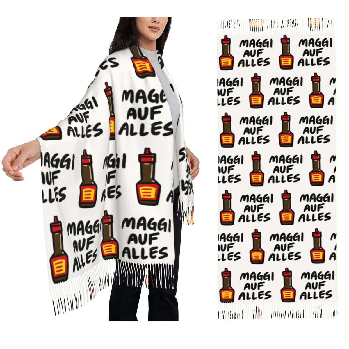 Maggi Auf Alles (Deutsch) Шарф Шарфы с кисточками Женские мягкие теплые шали и накидки Большая осенне-зимняя шаль