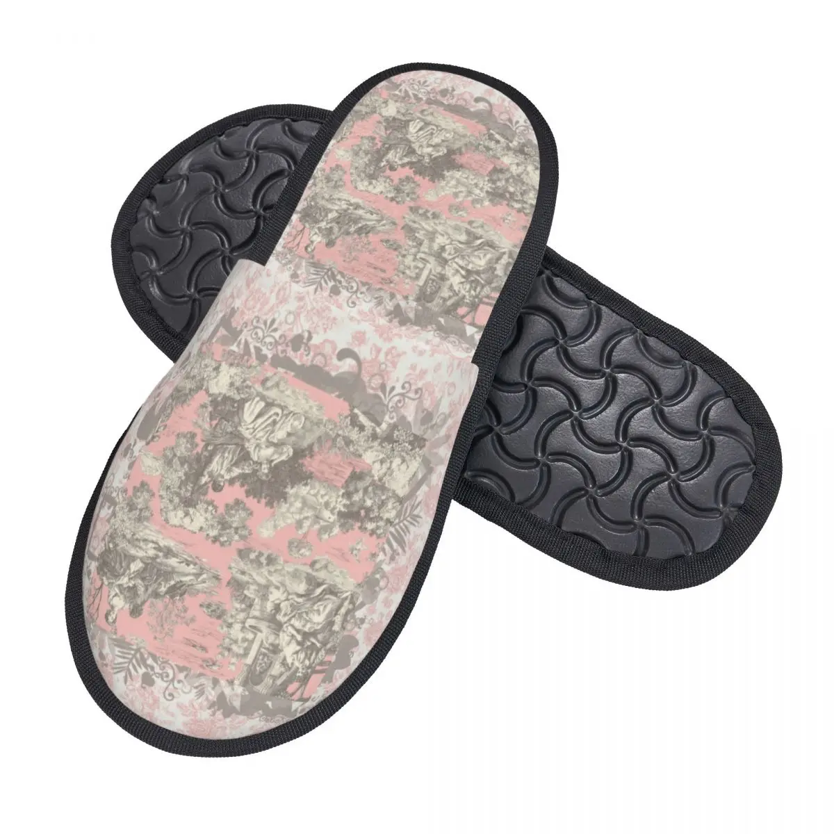Фото Изготовленные на заказ Toile De Jouy, мягкие домашние тапочки из пены с эффектом памяти, женские удобные теплые нескользящие тапочки с французским мотивом и флорой №2