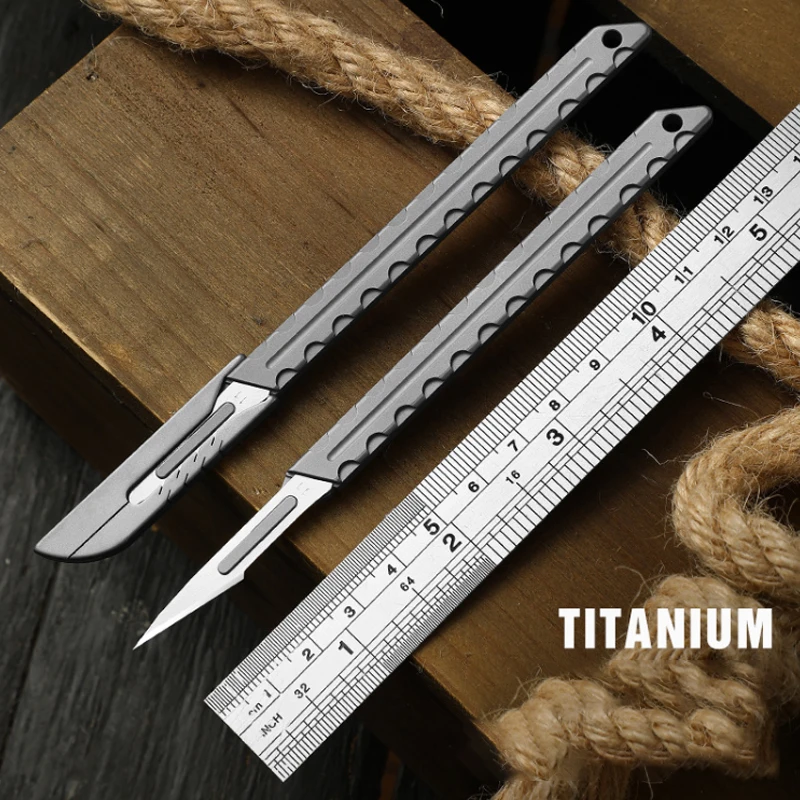 Фото Coltello Intaglio in Lega Di Titanio Con Coperchio Per Coltello EDC Bisturi Carta Tagliata Apri La Scatola Coltello Multi №3