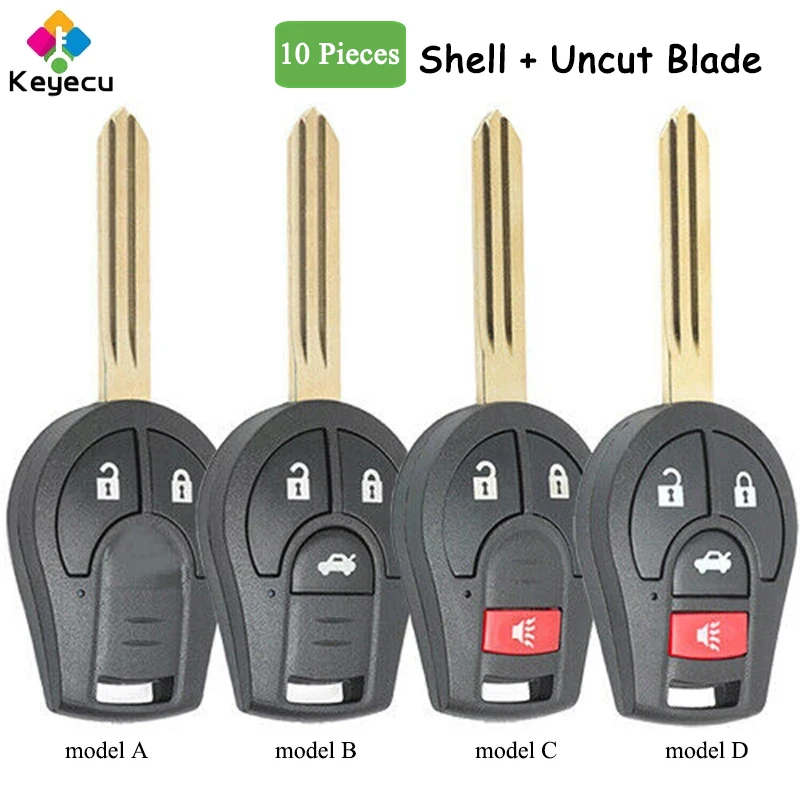 KEYECU 10 шт. корпус дистанционного ключа на брелок 2 3 4 кнопки для Nissan Sylphy Cube Juke Rogue Micra Qashqai Altima Maxima Sentra