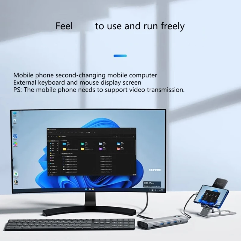 Адаптер USB C-концентратор, док-станция 10 в 1 с зарядкой видео VGA RJ45 PD100W, порты USB 3.0x3, быстрая передача данных 5