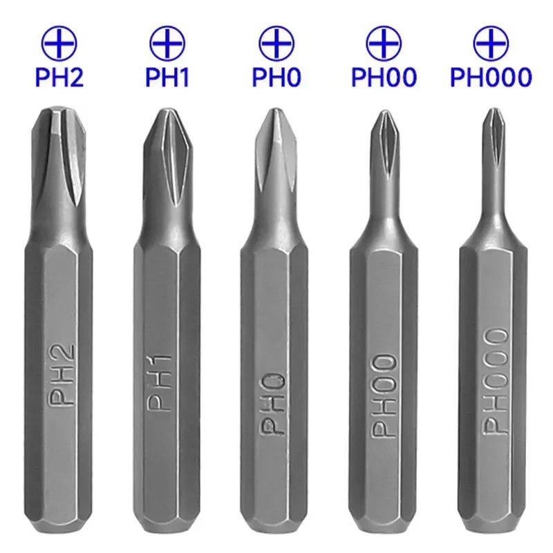 5 шт./набор, насадки для отвертки Philips PH000 PH00 PH0 PH1 PH2