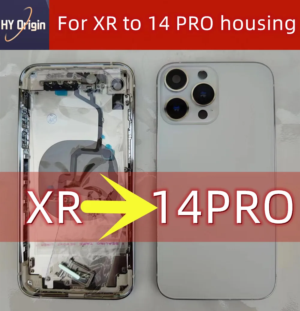 Фото Корпус для XR Like 14 Pro, корпус XR до 14 Pro, задняя крышка для самостоятельной сборки, корпус батареи, запасная средняя рамка №3