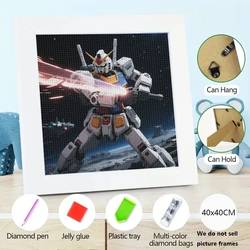 1 шт. 5D комплект алмазной живописи, Gundam RX-78-2, мобильный костюм, меховой робот, аниме, искусство, полная дрель, сделай сам, алмазная картина для декора стен, спа