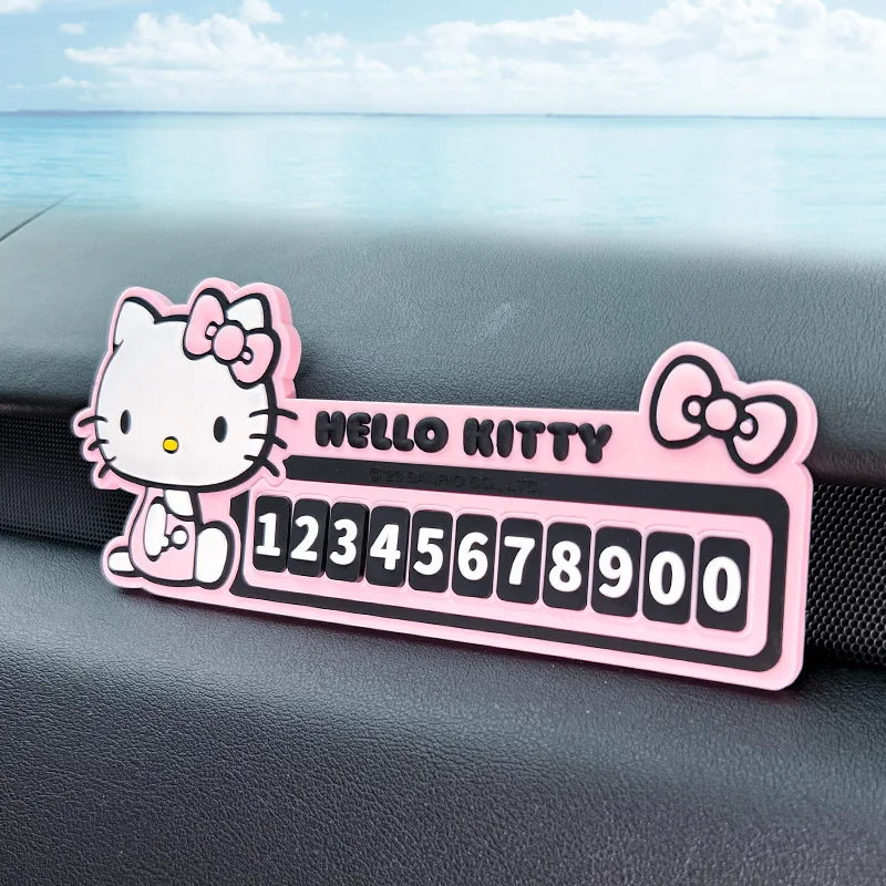 Sanrio Cinnamoroll, номер телефона, автомобильный временный стоп-знак, многофункциональная мультяшная карта для парковки, Подсказка, украшение номерного знака