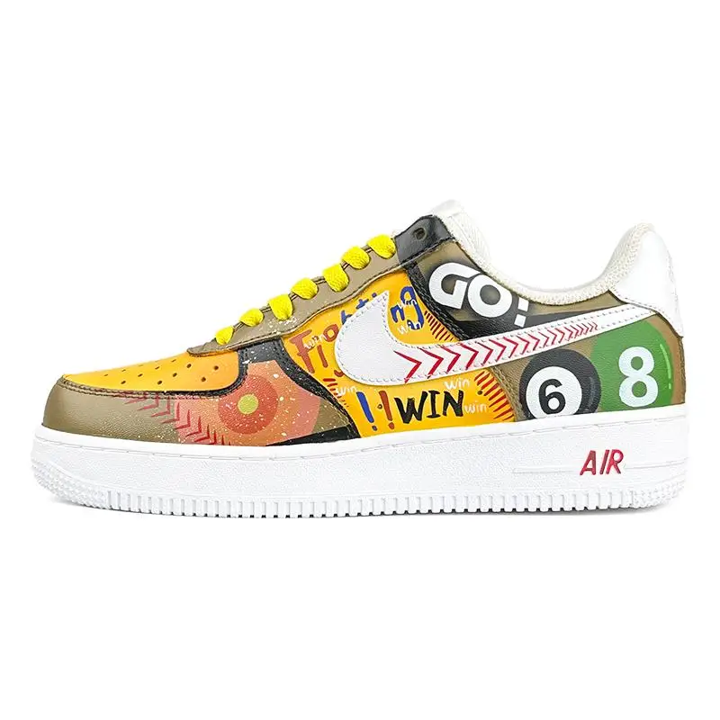 [Индивидуальный бильярд] Мужские туфли для скейтборда Nike Air Force 1, черные с низким берцем