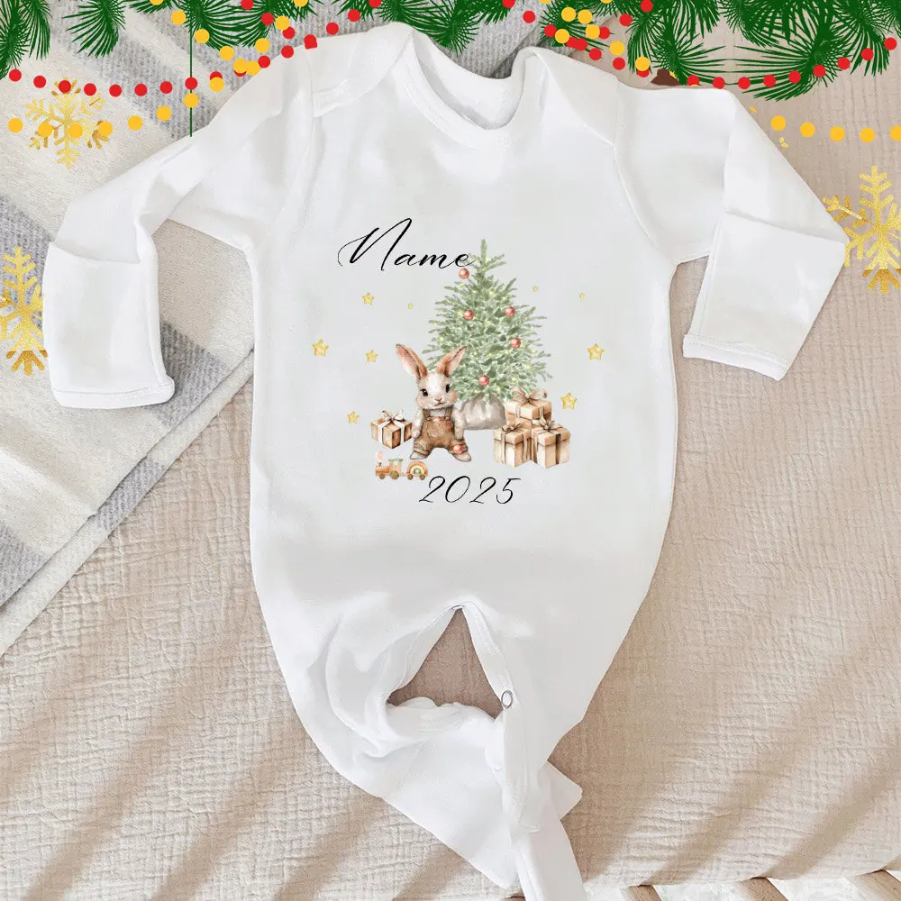 Рождественский комбинезон Custo Name, детский комбинезон для новорожденных, комбинезон с длинными рукавами для младенцев, персонализированные рождественские комбинезоны для малышей Одежда для малышей